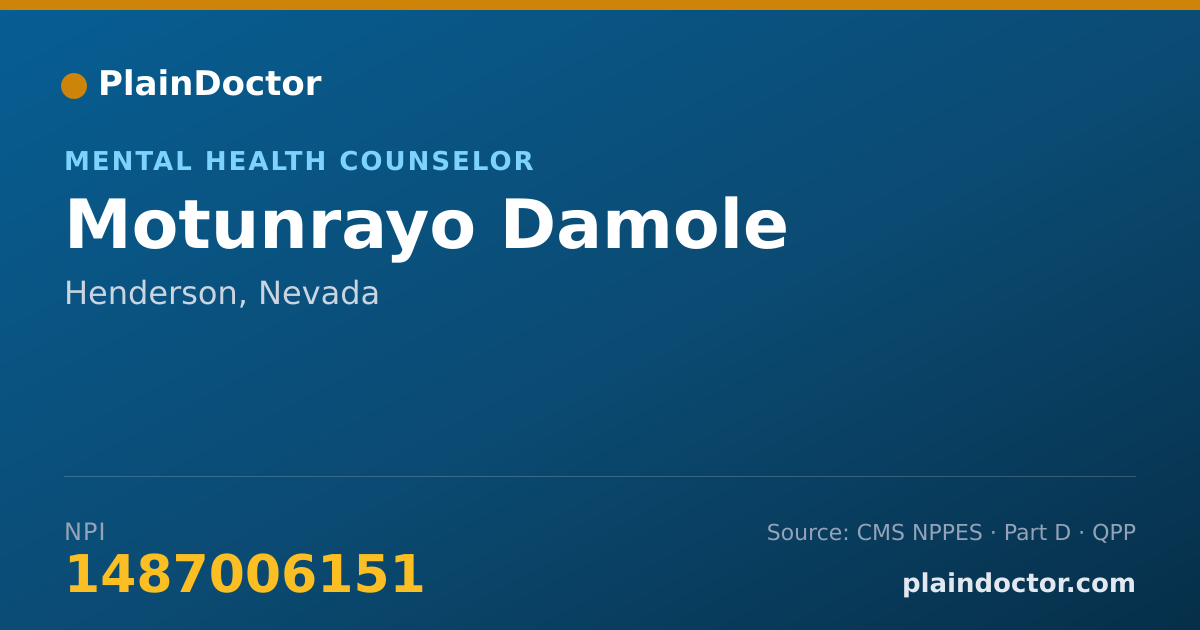 Shareable card for Motunrayo Damole - Mental Health Counselor, Henderson, NV