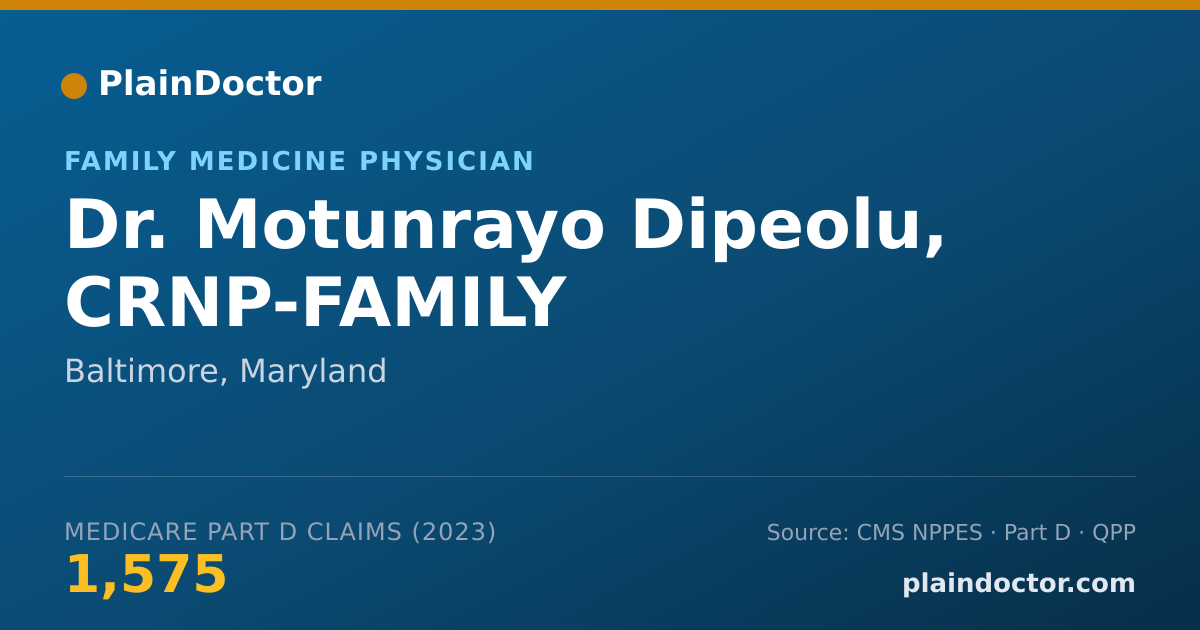 Shareable card for Motunrayo Dipeolu, CRNP-FAMILY - Family Medicine Physician, Baltimore, MD