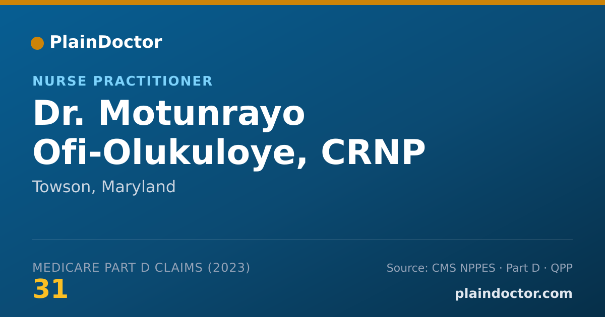 Shareable card for Motunrayo Ofi-Olukuloye, CRNP - Nurse Practitioner, Towson, MD