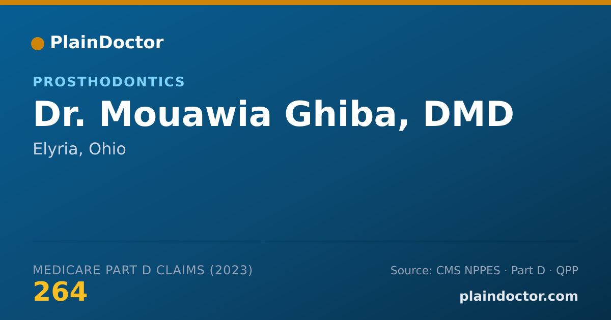 Shareable card for Mouawia Ghiba, DMD - Prosthodontics, Elyria, OH