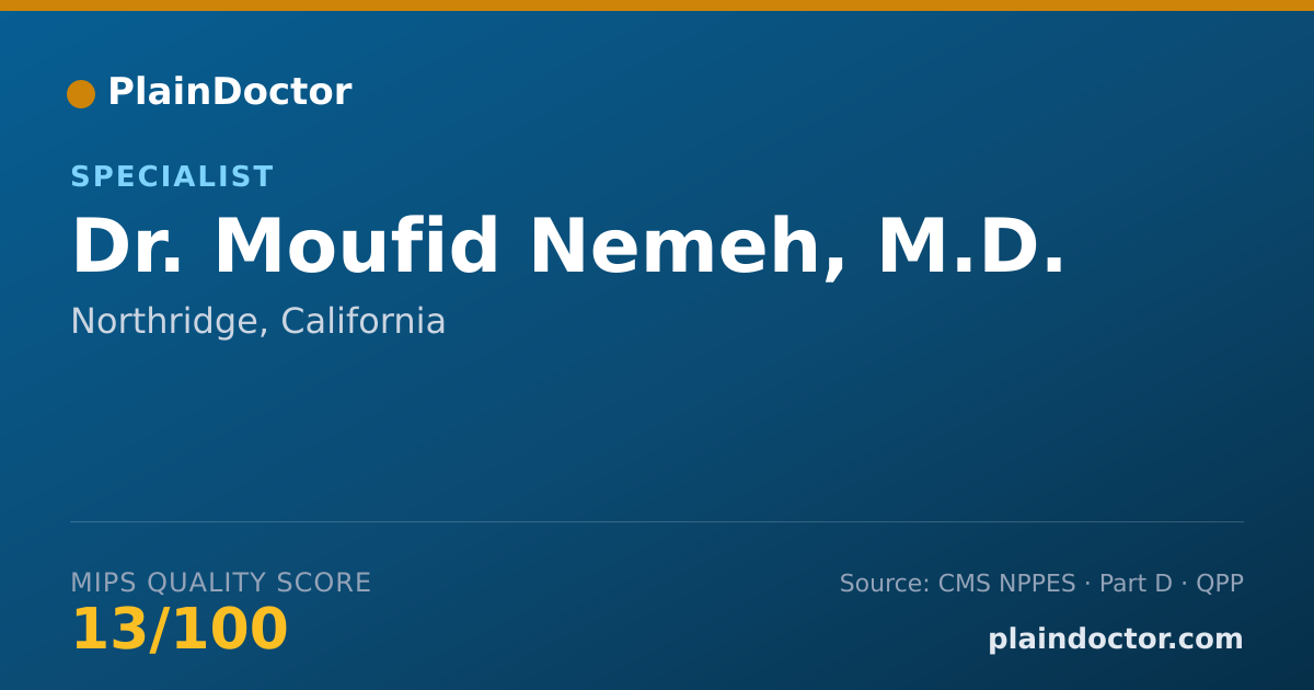 Shareable card for Moufid Nemeh, M.D. - Specialist, Northridge, CA