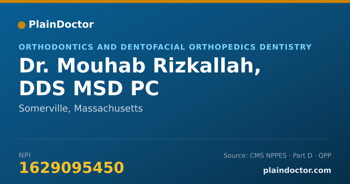 Shareable card for Mouhab Rizkallah, DDS MSD PC - Orthodontics and Dentofacial Orthopedics Dentistry, Somerville, MA