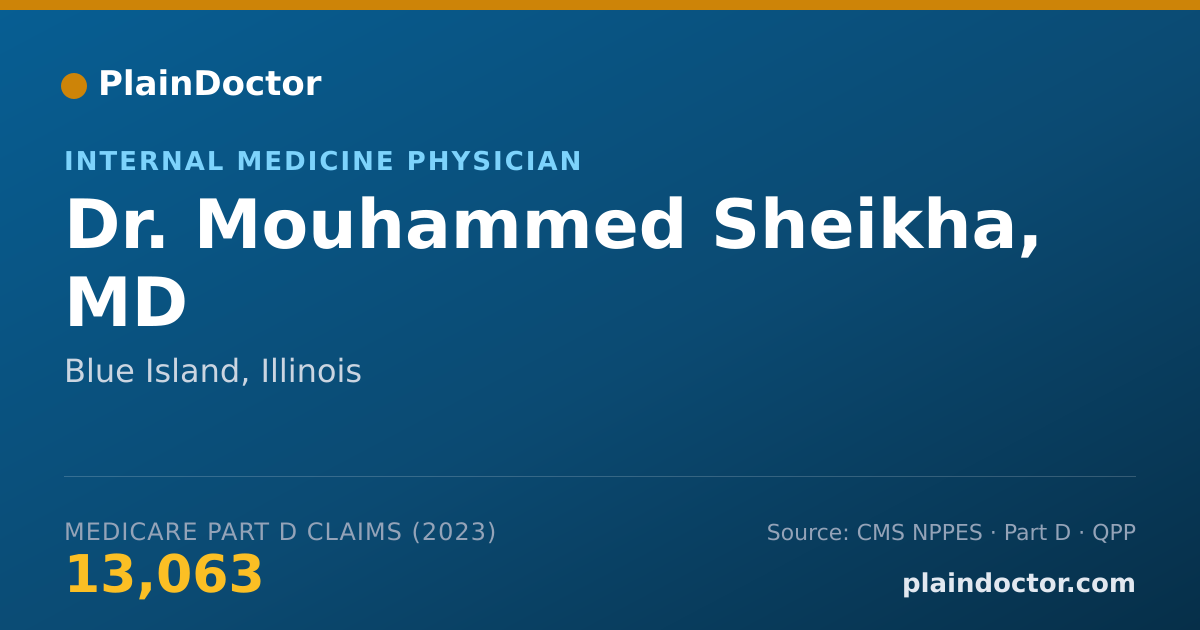 Shareable card for Mouhammed Sheikha, MD - Internal Medicine Physician, Blue Island, IL