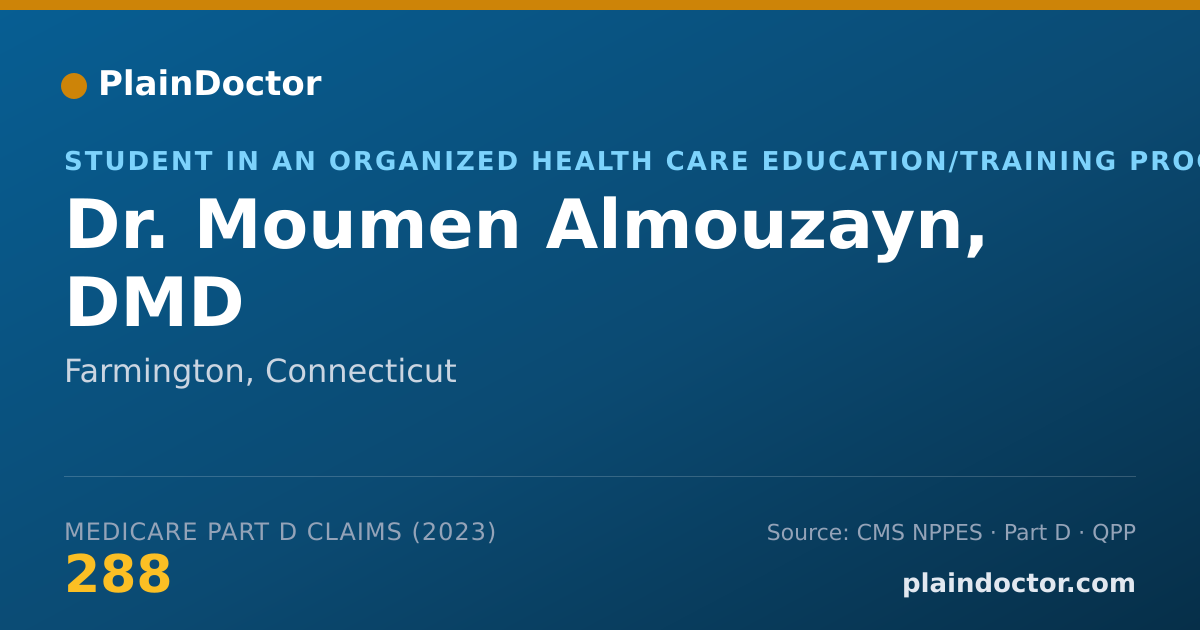 Shareable card for Moumen Almouzayn, DMD - Student in an Organized Health Care Education/Training Program, Farmington, CT