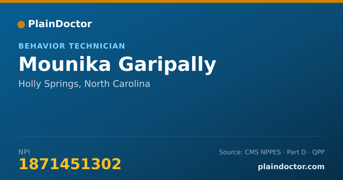 Shareable card for Mounika Garipally - Behavior Technician, Holly Springs, NC