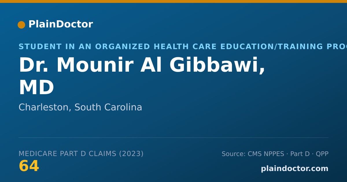 Shareable card for Mounir Al Gibbawi, MD - Student in an Organized Health Care Education/Training Program, Charleston, SC
