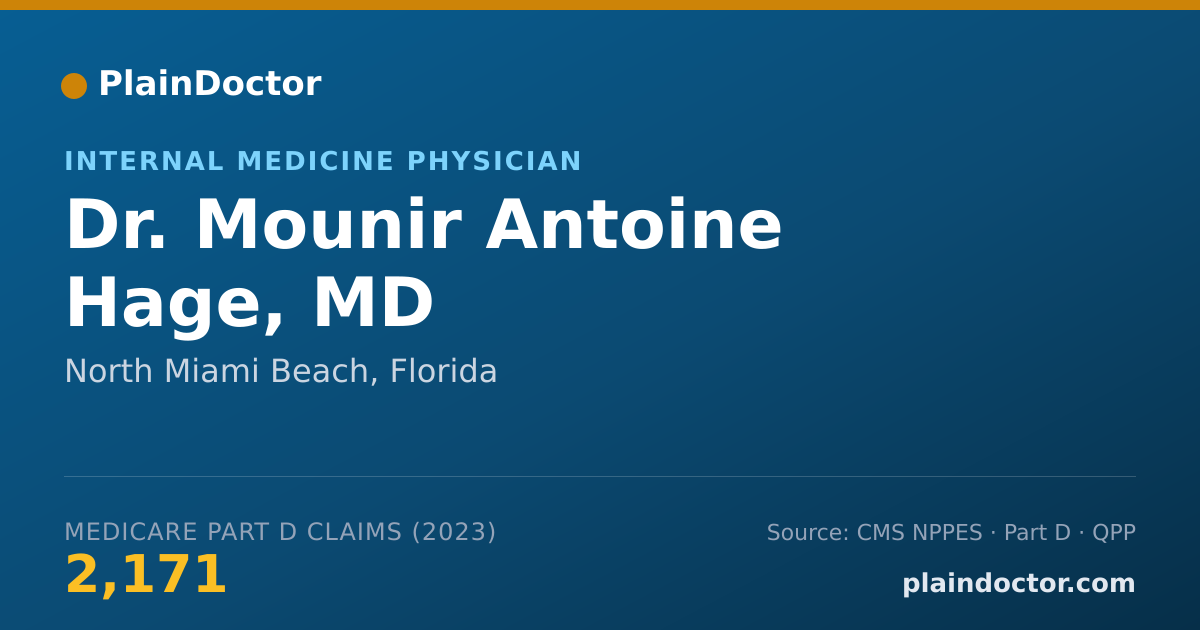 Shareable card for Mounir Antoine Hage, MD - Internal Medicine Physician, North Miami Beach, FL