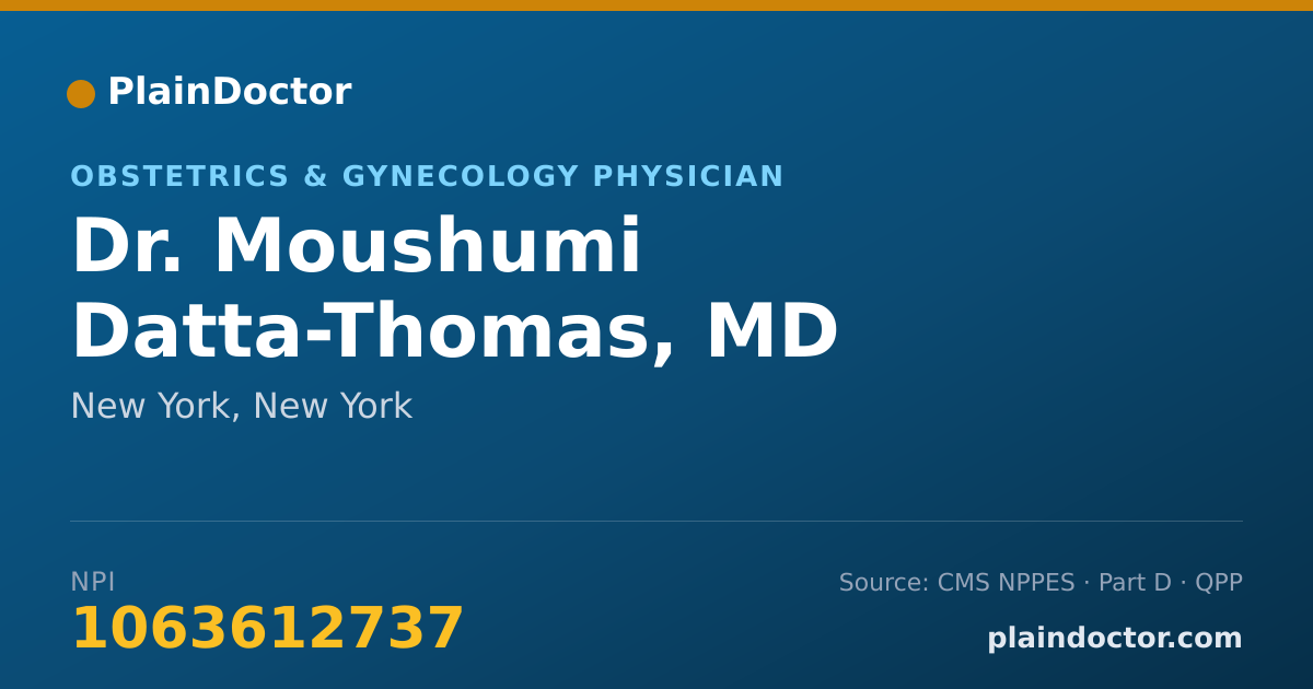 Shareable card for Moushumi Datta-Thomas, MD - Obstetrics & Gynecology Physician, New York, NY
