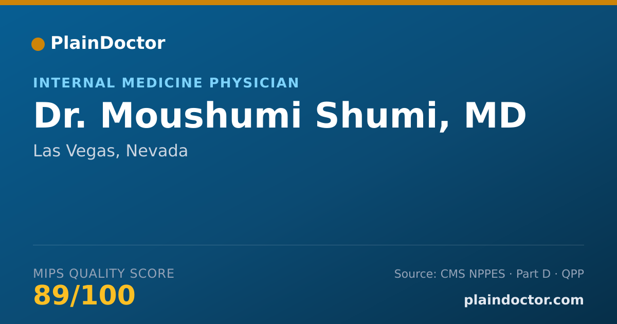 Shareable card for Moushumi Shumi, MD - Internal Medicine Physician, Las Vegas, NV