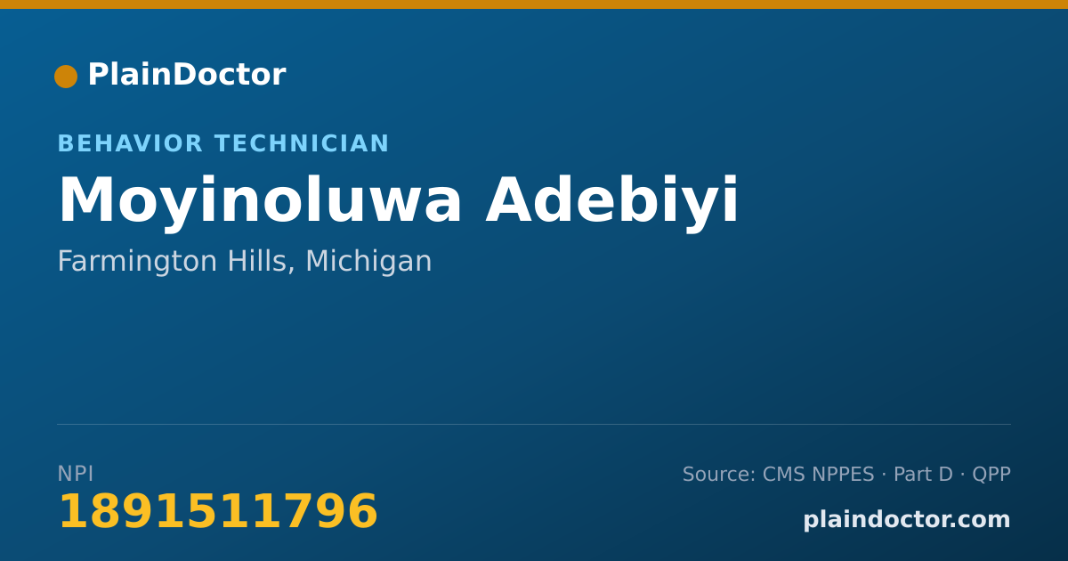 Shareable card for Moyinoluwa Adebiyi - Behavior Technician, Farmington Hills, MI