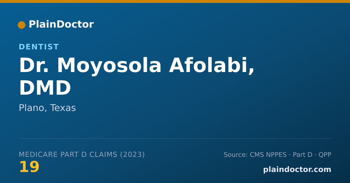 Shareable card for Moyosola Afolabi, DMD - Dentist, Plano, TX