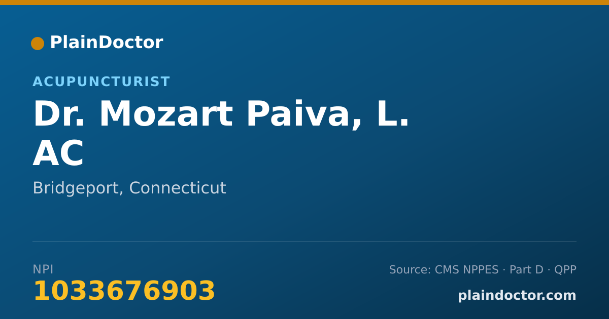 Shareable card for Mozart Paiva, L. AC - Acupuncturist, Bridgeport, CT