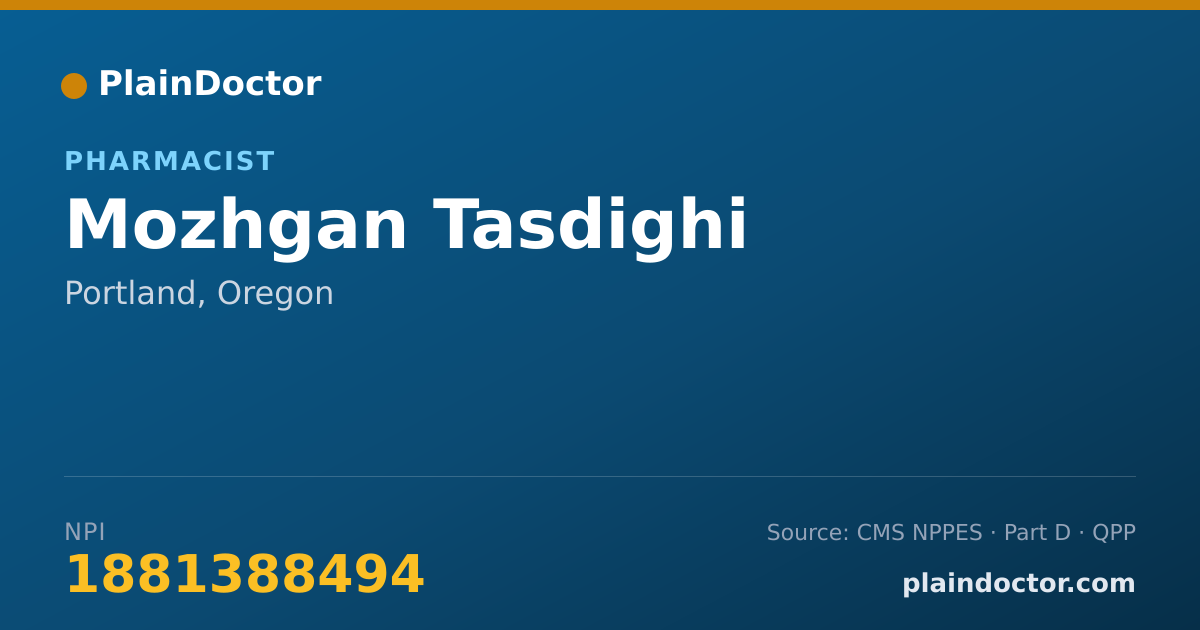 Shareable card for Mozhgan Tasdighi - Pharmacist, Portland, OR