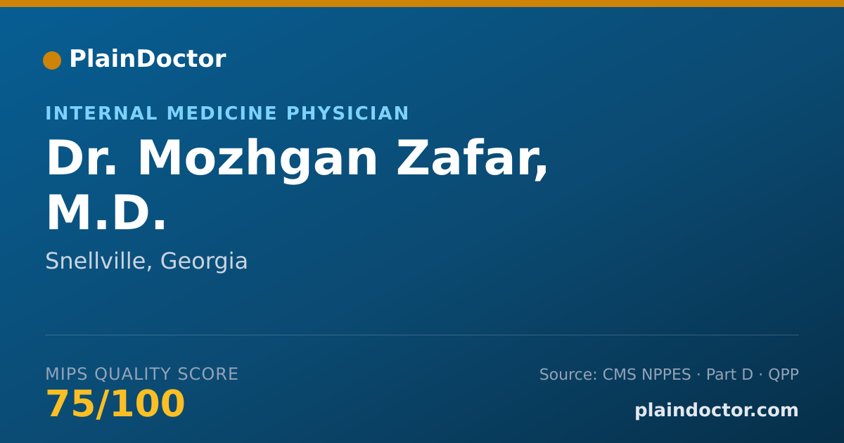Shareable card for Mozhgan Zafar, M.D. - Internal Medicine Physician, Snellville, GA