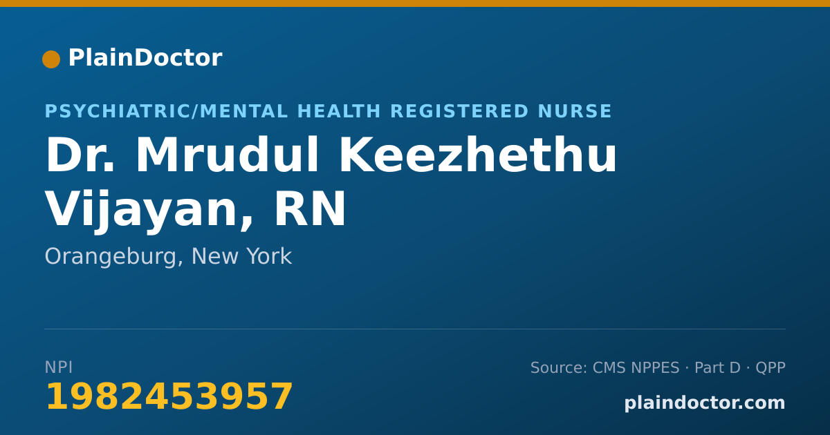Shareable card for Mrudul Keezhethu Vijayan, RN - Psychiatric/Mental Health Registered Nurse, Orangeburg, NY