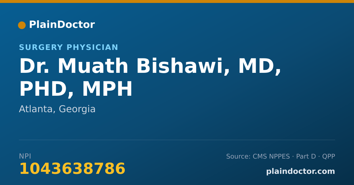 Shareable card for Muath Bishawi, MD, PHD, MPH - Surgery Physician, Atlanta, GA