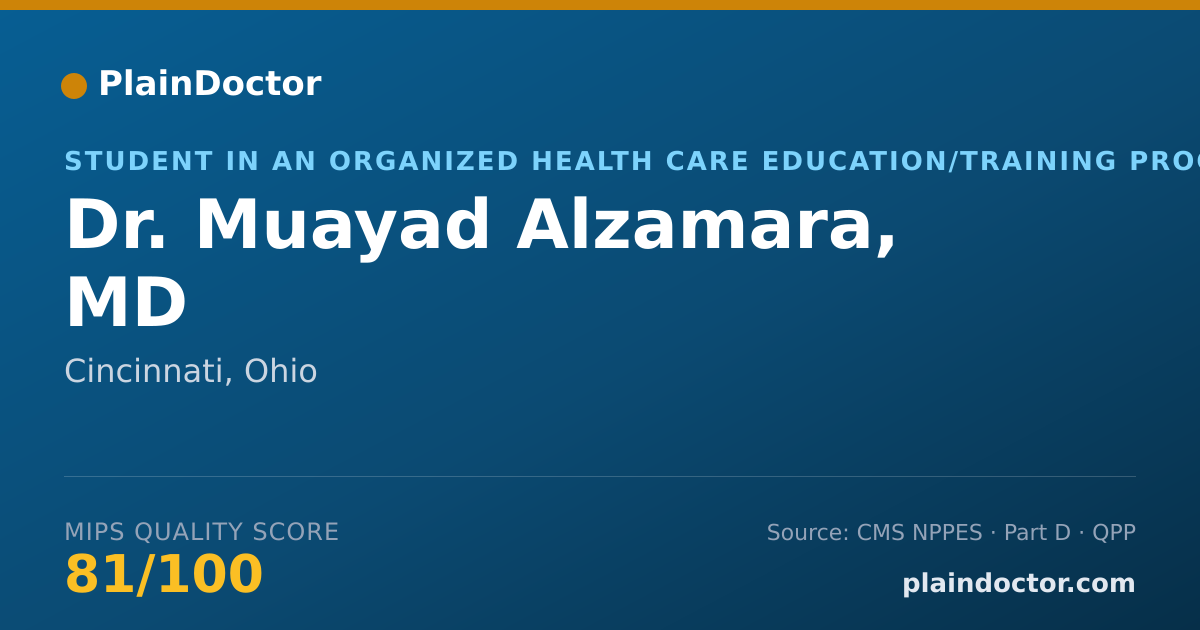 Shareable card for Muayad Alzamara, MD - Student in an Organized Health Care Education/Training Program, Cincinnati, OH