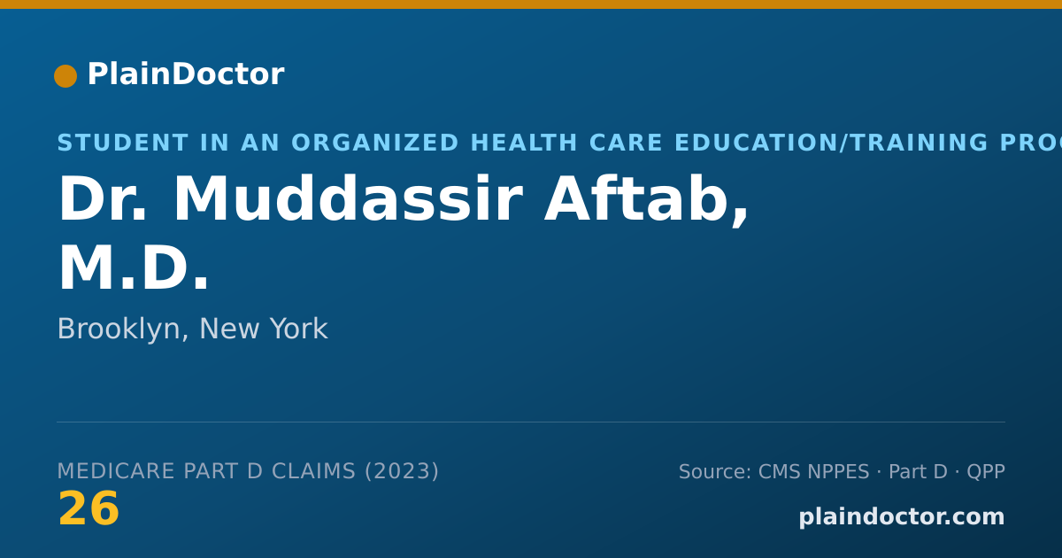 Shareable card for Muddassir Aftab, M.D. - Student in an Organized Health Care Education/Training Program, Brooklyn, NY