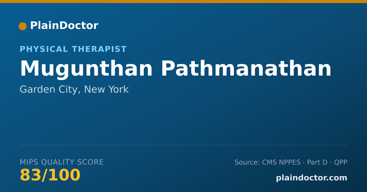 Shareable card for Mugunthan Pathmanathan - Physical Therapist, Garden City, NY