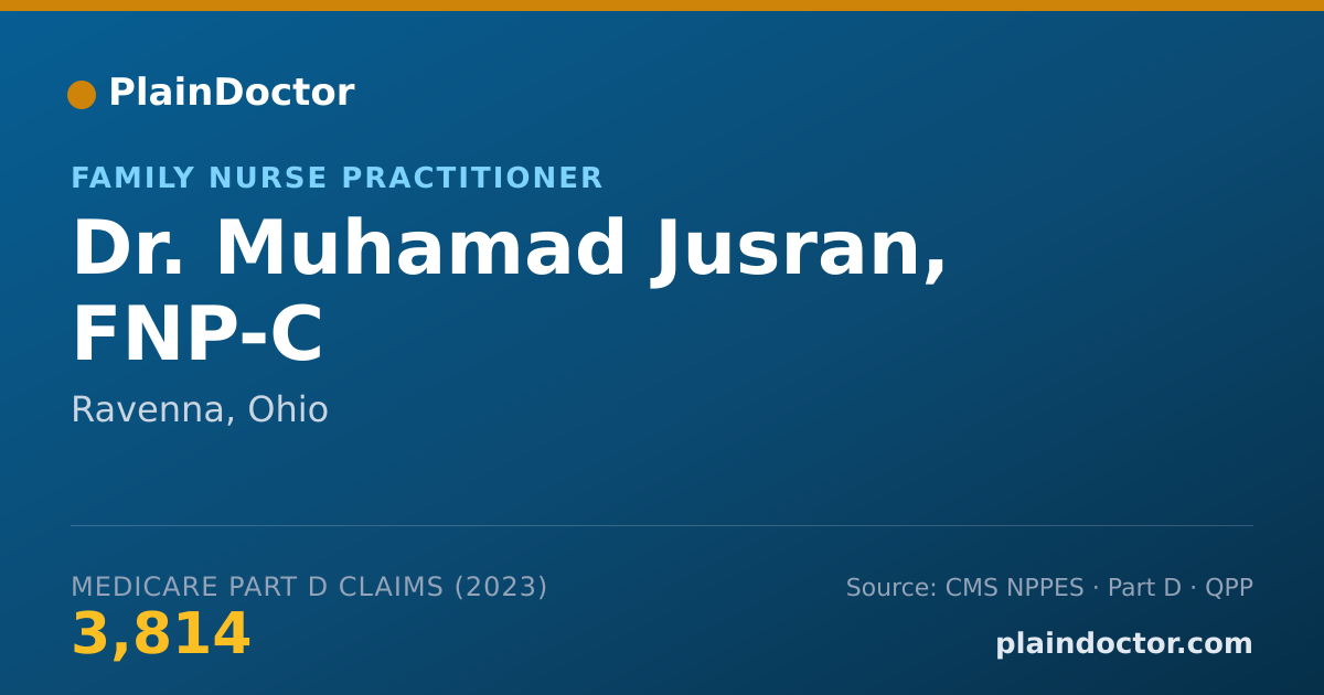 Shareable card for Muhamad Jusran, FNP-C - Family Nurse Practitioner, Ravenna, OH
