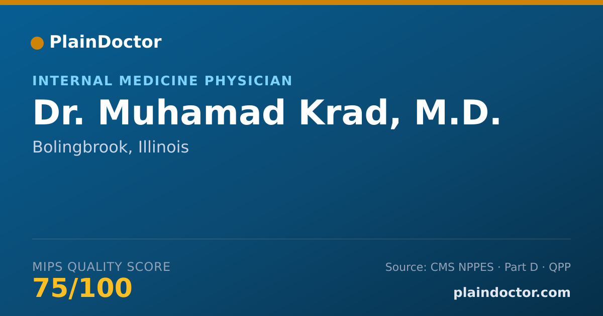 Shareable card for Muhamad Krad, M.D. - Internal Medicine Physician, Bolingbrook, IL