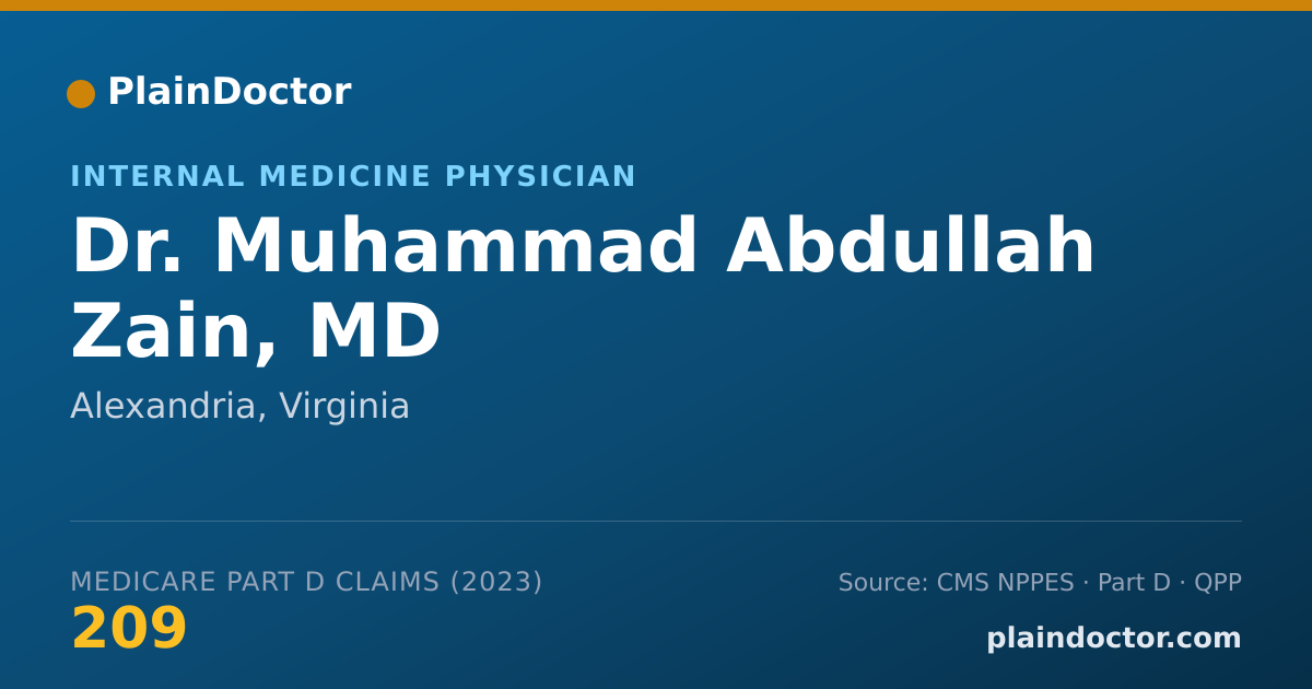 Shareable card for Muhammad Abdullah Zain, MD - Internal Medicine Physician, Alexandria, VA