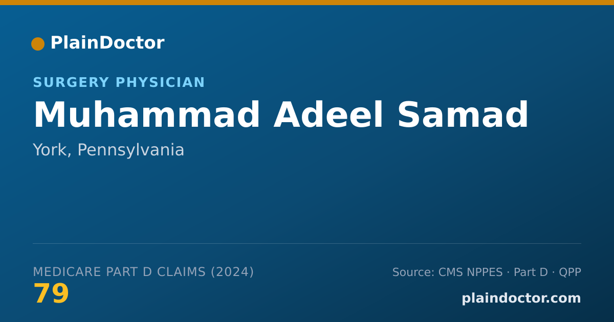 Shareable card for Muhammad Adeel Samad - Surgery Physician, York, PA
