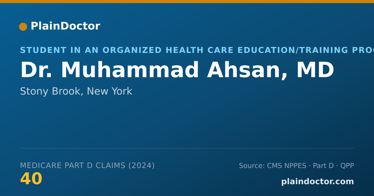 Shareable card for Muhammad Ahsan, MD - Student in an Organized Health Care Education/Training Program, Stony Brook, NY