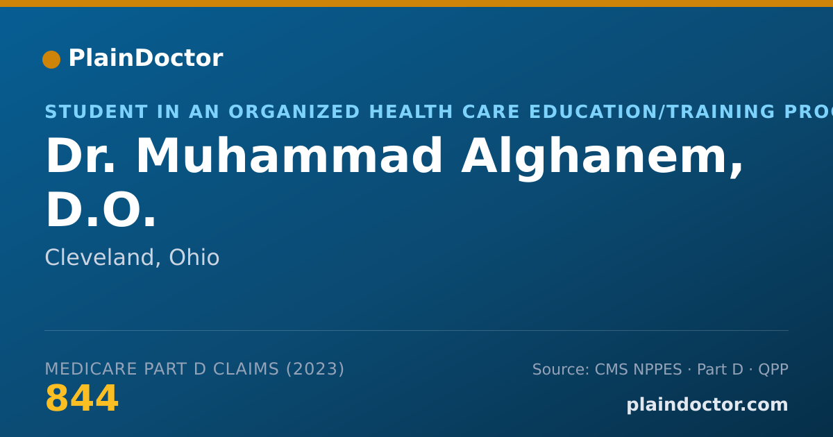 Shareable card for Muhammad Alghanem, D.O. - Student in an Organized Health Care Education/Training Program, Cleveland, OH