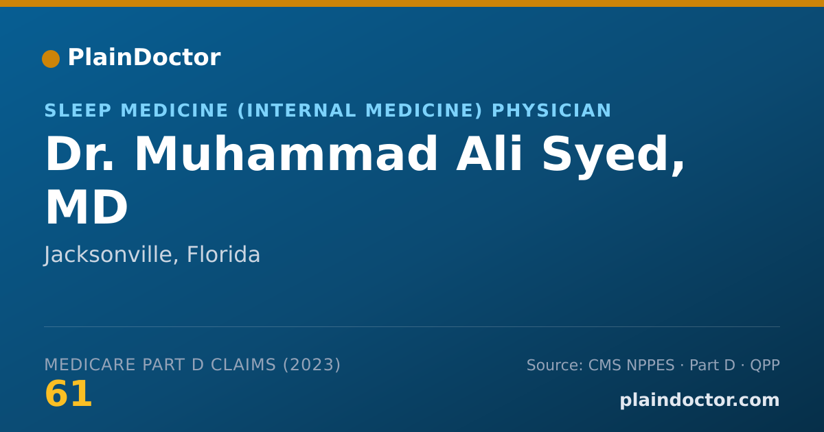 Shareable card for Muhammad Ali Syed, MD - Sleep Medicine (Internal Medicine) Physician, Jacksonville, FL