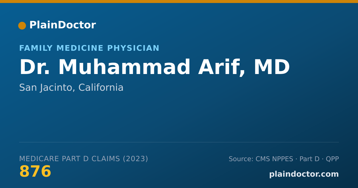 Shareable card for Muhammad Arif, MD - Family Medicine Physician, San Jacinto, CA