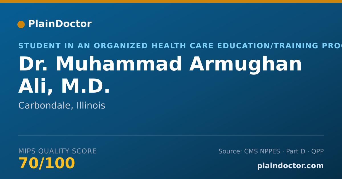 Shareable card for Muhammad Armughan Ali, M.D. - Student in an Organized Health Care Education/Training Program, Carbondale, IL