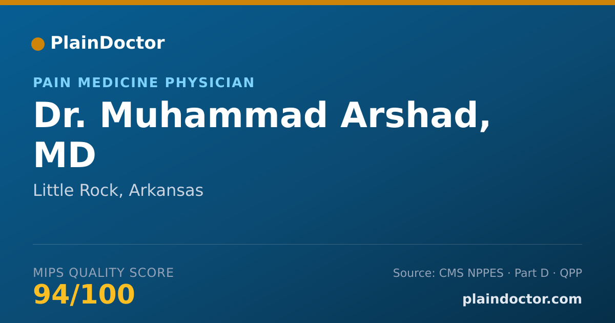 Shareable card for Muhammad Arshad, MD - Pain Medicine Physician, Little Rock, AR