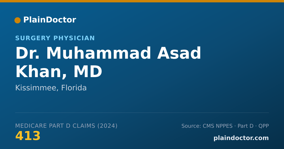 Shareable card for Muhammad Asad Khan, MD - Surgery Physician, Kissimmee, FL
