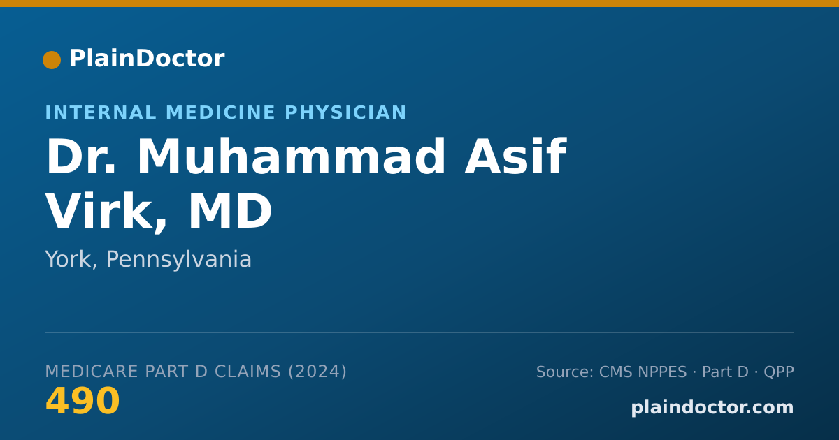 Shareable card for Muhammad Asif Virk, MD - Internal Medicine Physician, York, PA
