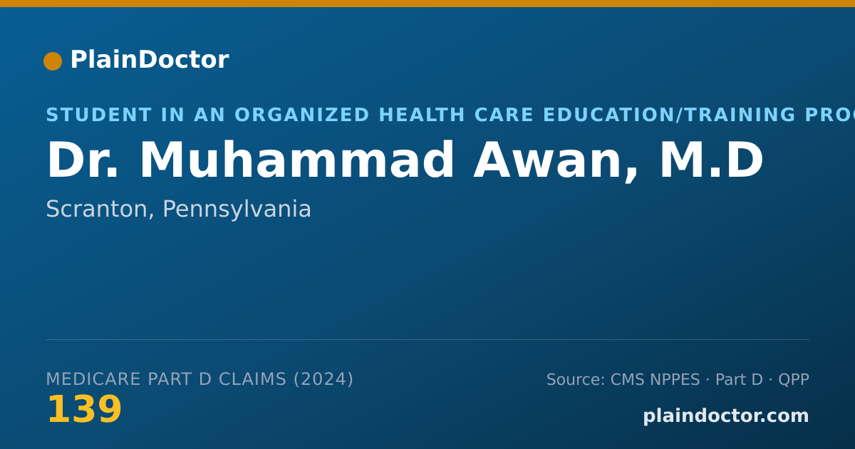 Shareable card for Muhammad Awan, M.D - Student in an Organized Health Care Education/Training Program, Scranton, PA