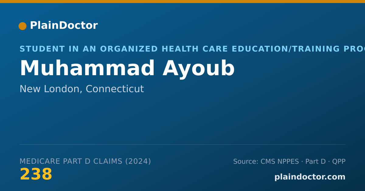 Shareable card for Muhammad Ayoub - Student in an Organized Health Care Education/Training Program, New London, CT
