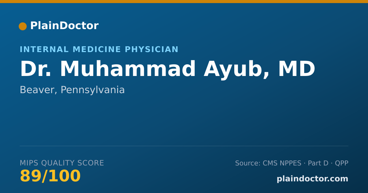 Shareable card for Muhammad Ayub, MD - Internal Medicine Physician, Beaver, PA