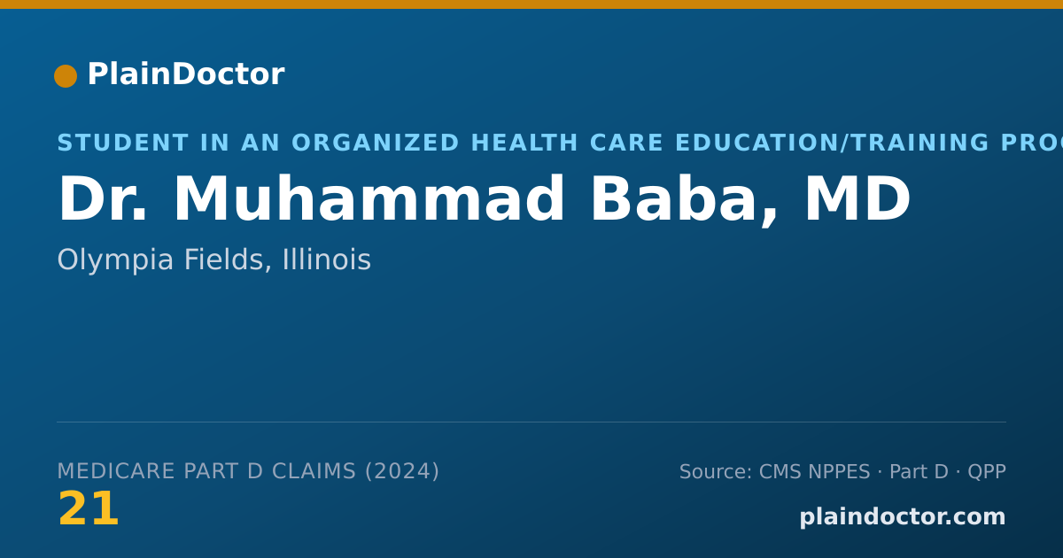 Shareable card for Muhammad Baba, MD - Student in an Organized Health Care Education/Training Program, Olympia Fields, IL