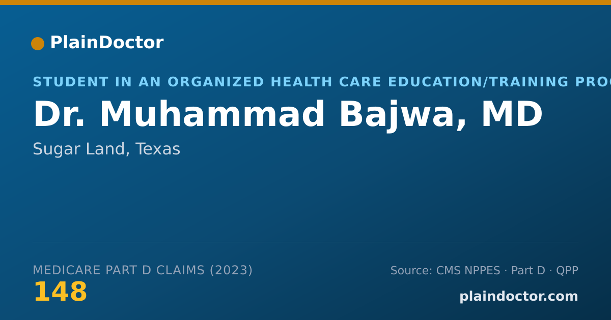 Shareable card for Muhammad Bajwa, MD - Student in an Organized Health Care Education/Training Program, Sugar Land, TX