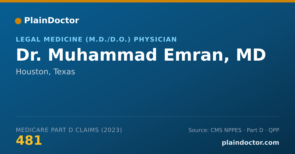 Shareable card for Muhammad Emran, MD - Legal Medicine (M.D./D.O.) Physician, Houston, TX