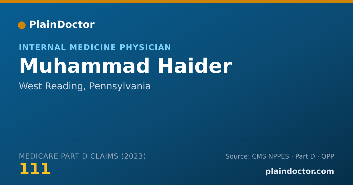Shareable card for Muhammad Haider - Internal Medicine Physician, West Reading, PA