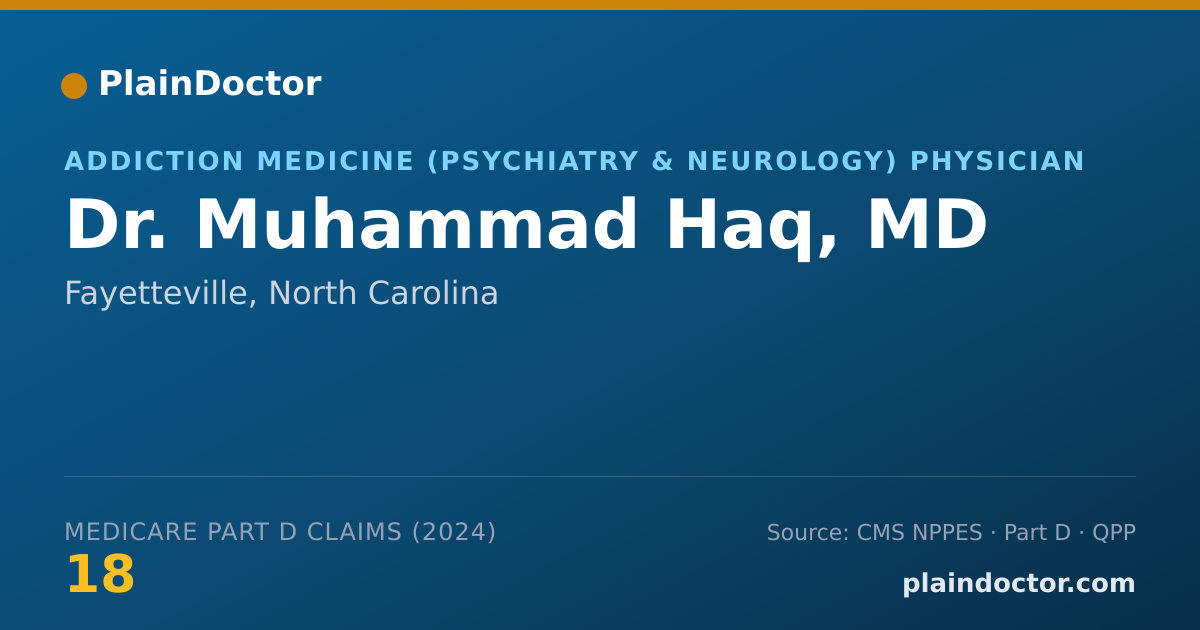 Shareable card for Muhammad Haq, MD - Addiction Medicine (Psychiatry & Neurology) Physician, Fayetteville, NC