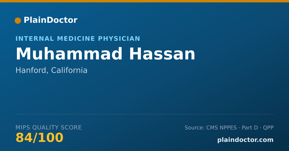 Shareable card for Muhammad Hassan - Internal Medicine Physician, Hanford, CA