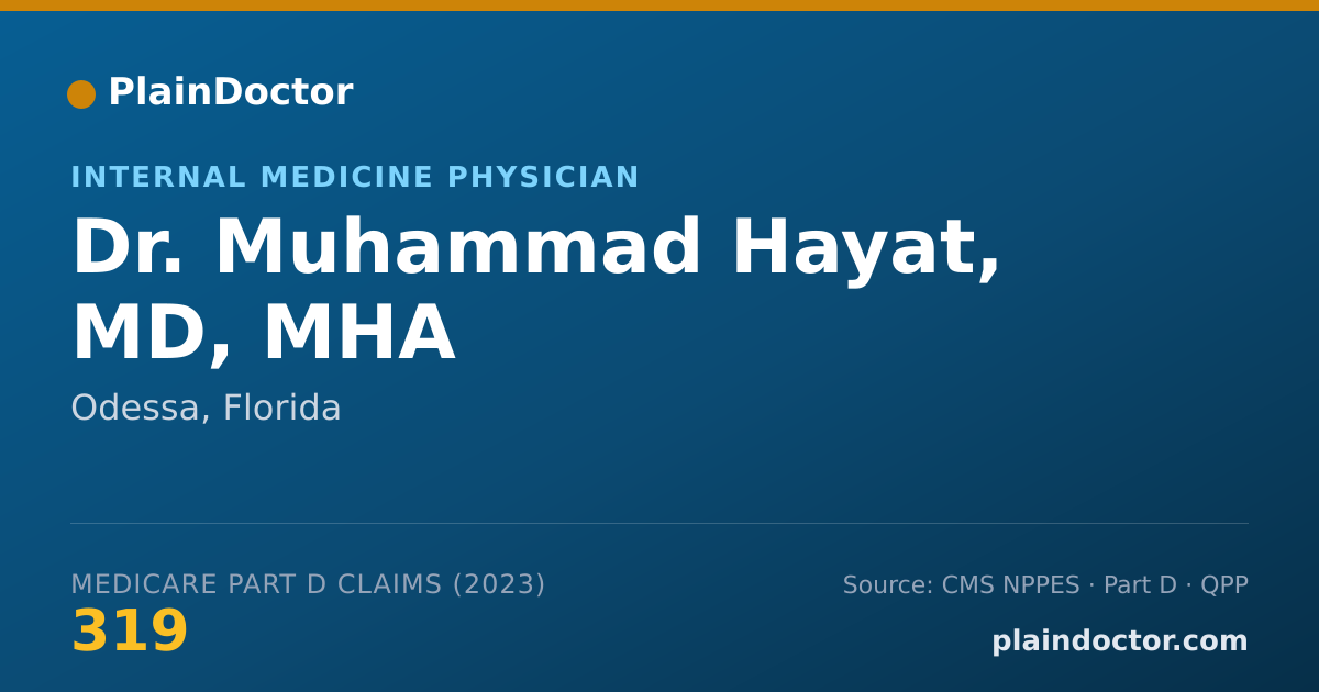 Shareable card for Muhammad Hayat, MD, MHA - Internal Medicine Physician, Odessa, FL