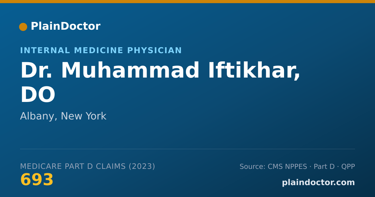 Shareable card for Muhammad Iftikhar, DO - Internal Medicine Physician, Albany, NY