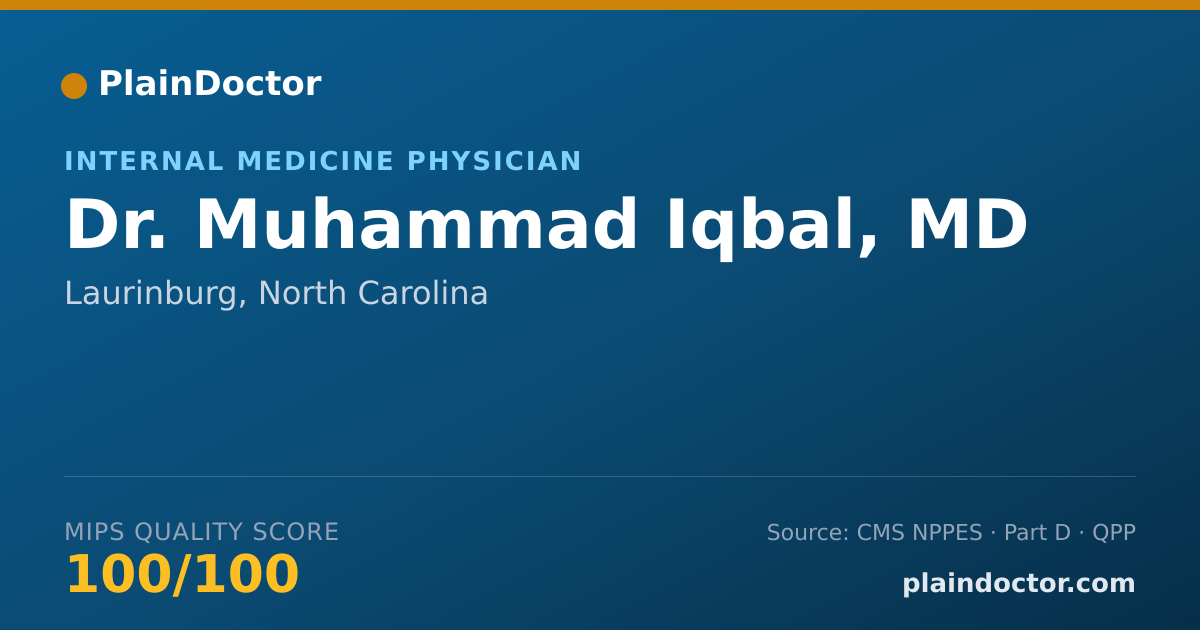 Shareable card for Muhammad Iqbal, MD - Nephrology Physician, Laurinburg, NC