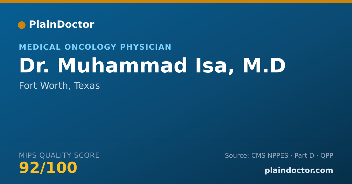 Shareable card for Muhammad Isa, M.D - Hematology & Oncology Physician, Fort Worth, TX