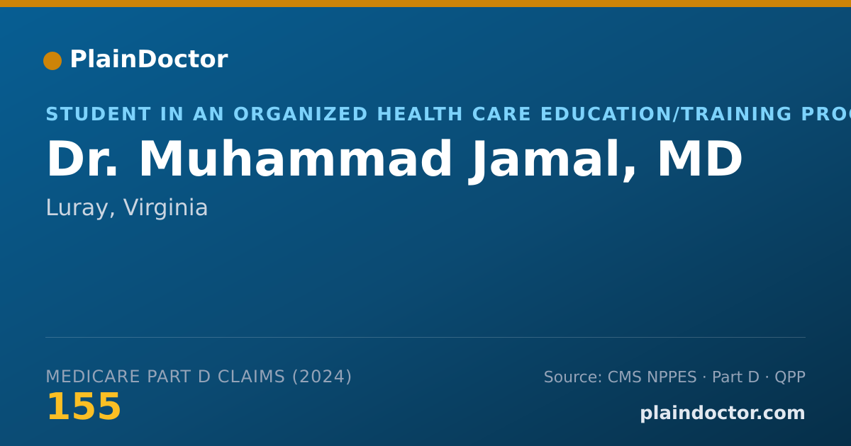 Shareable card for Muhammad Jamal, MD - Student in an Organized Health Care Education/Training Program, Luray, VA
