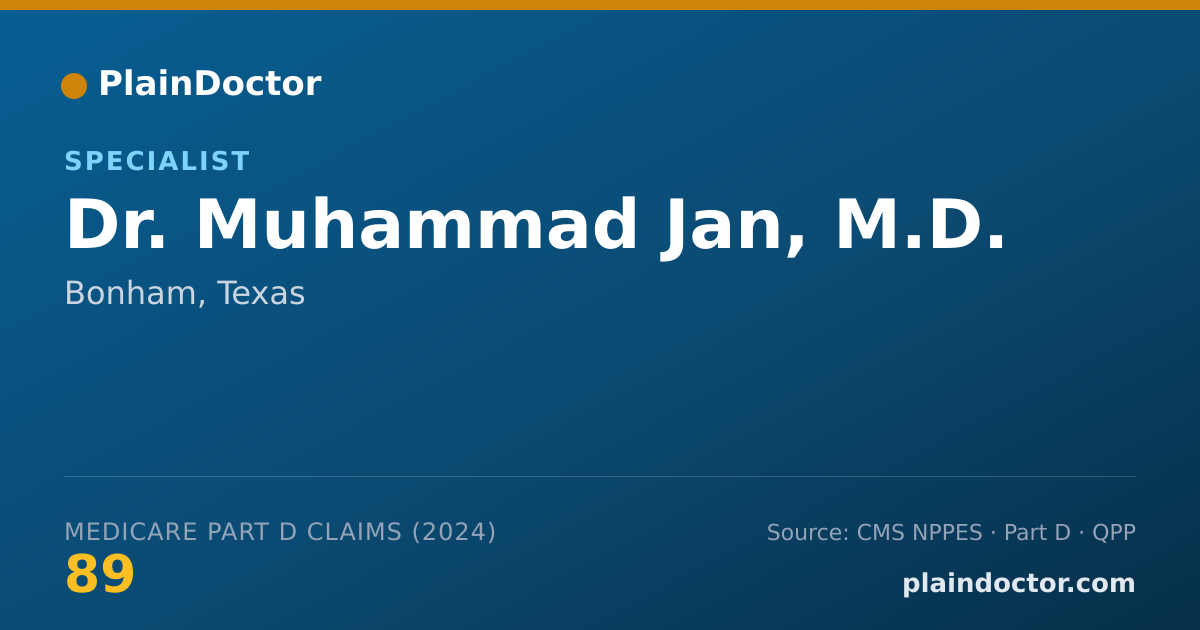 Shareable card for Muhammad Jan, M.D. - Specialist, Bonham, TX